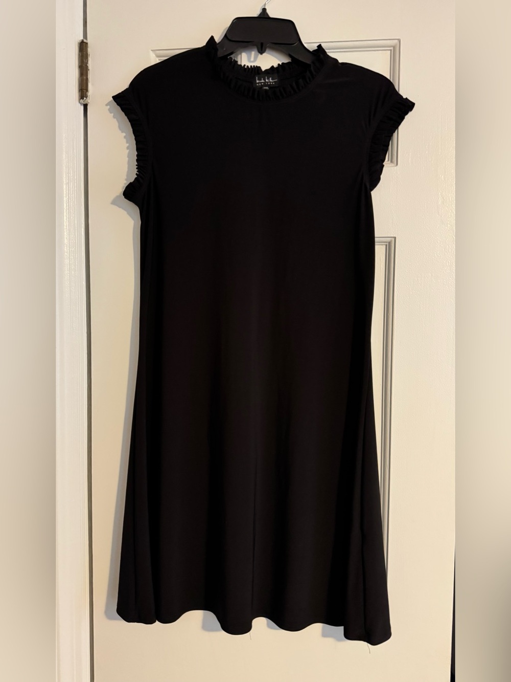 Nicole Miller Black Ruffled-Trim Midi Dress
